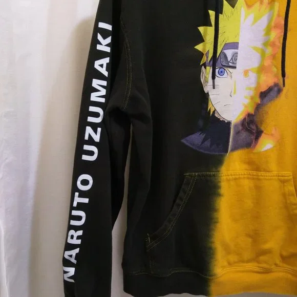 Naruto Uzumaki Yellow Black Hoodie - Sz Med - Picture 3 of 10